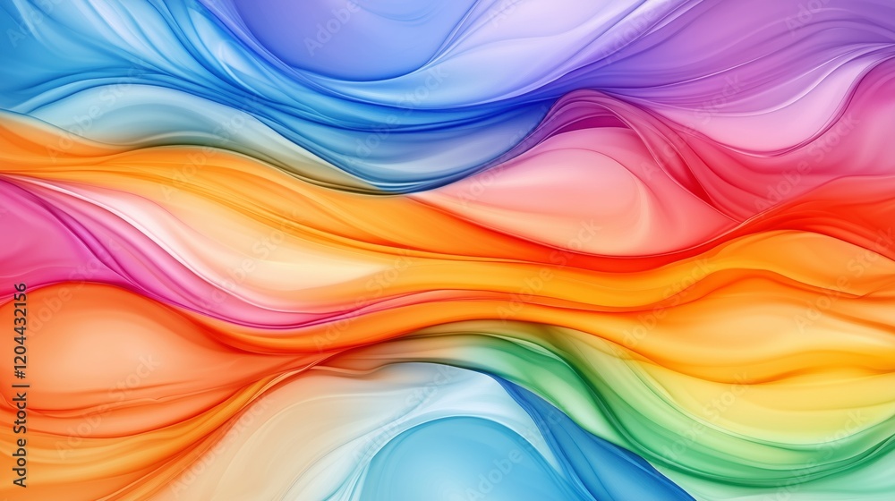 Poster a colorful wave with a rainbow in the middle. the colors are bright and vibrant, creating a sense of