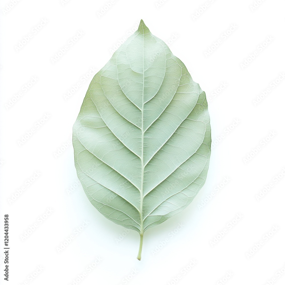 Aufkleber green bay leaf with distinct veins isolated on white background for culinary use. generative ai