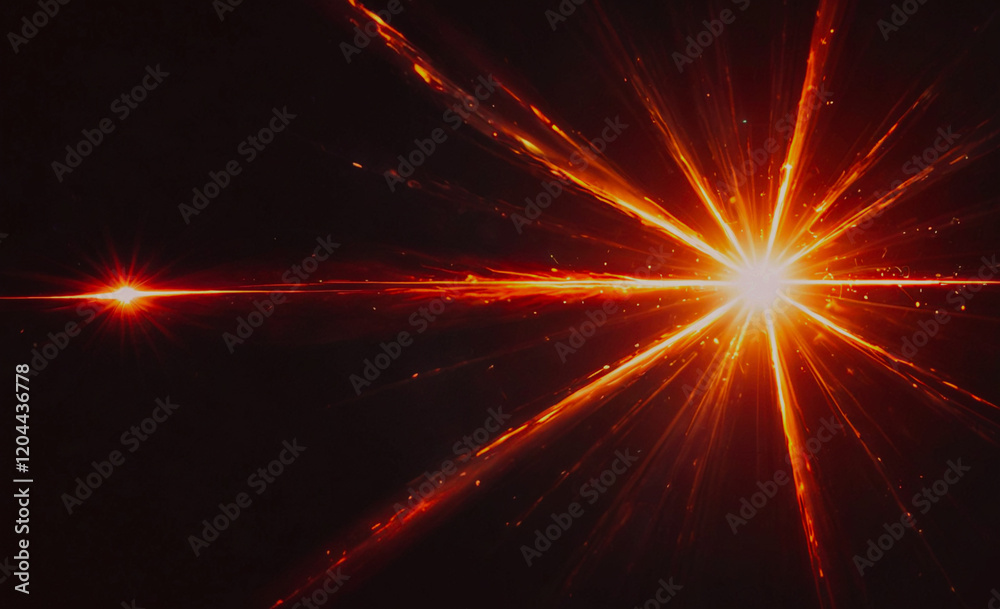 Poster a bright red light is shining on a dark background. the light is so bright that it is almost blindin