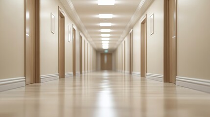 Fototapeta premium Long Corridor in Modern Building