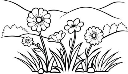 cluster of wildflowers like poppies, cornflowers, and daisies growing naturally