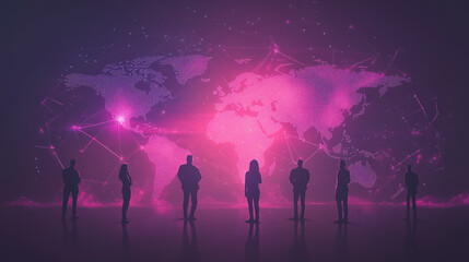 Fototapeta premium abstract professional business team people innovation connection of line from nail node to node on map background , networking concept