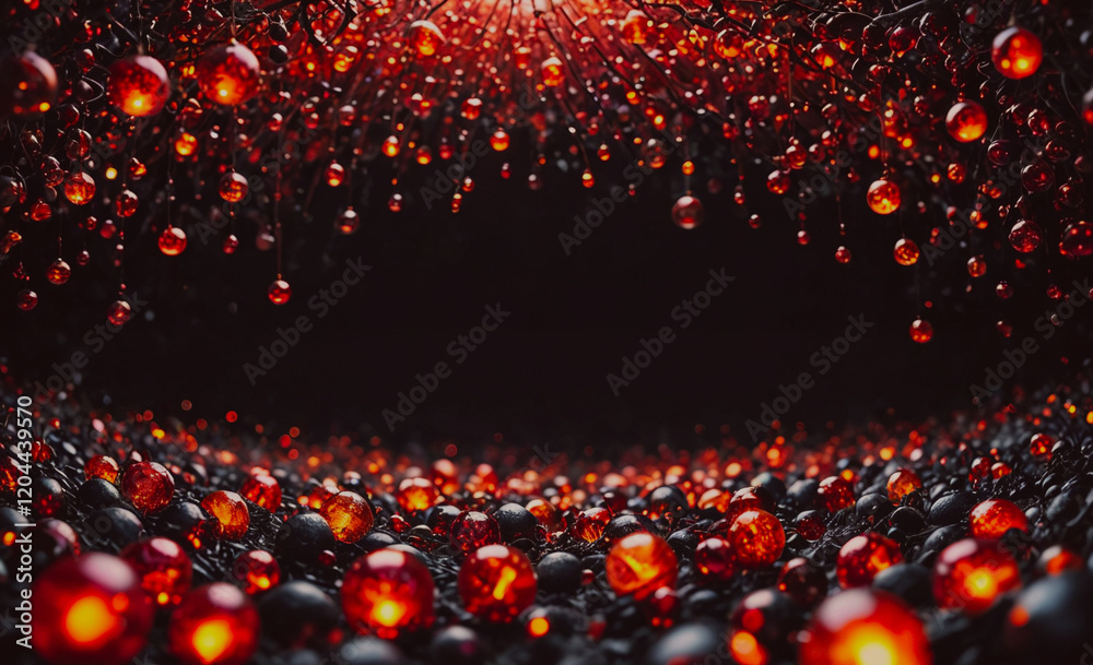 Aufkleber a black background with a red and black swirl of glowing orbs. the orbs are small and black, and the