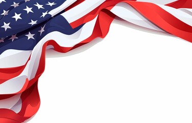 American Flag Vector Background with White Space for Text