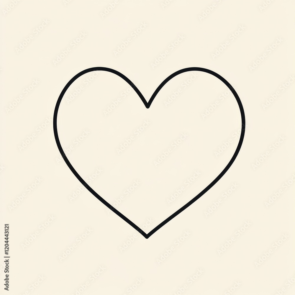 Fototapete Minimalist heart outline drawing on a soft background in a simple and clean design ideal for romantic themes. Generative AI