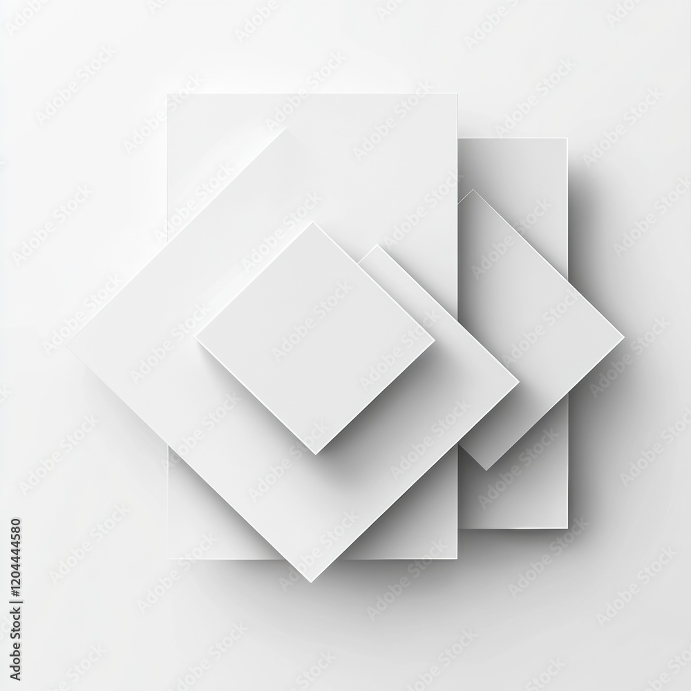 Poster modern design featuring layered geometric shapes in white on a light background, ideal for minimalis