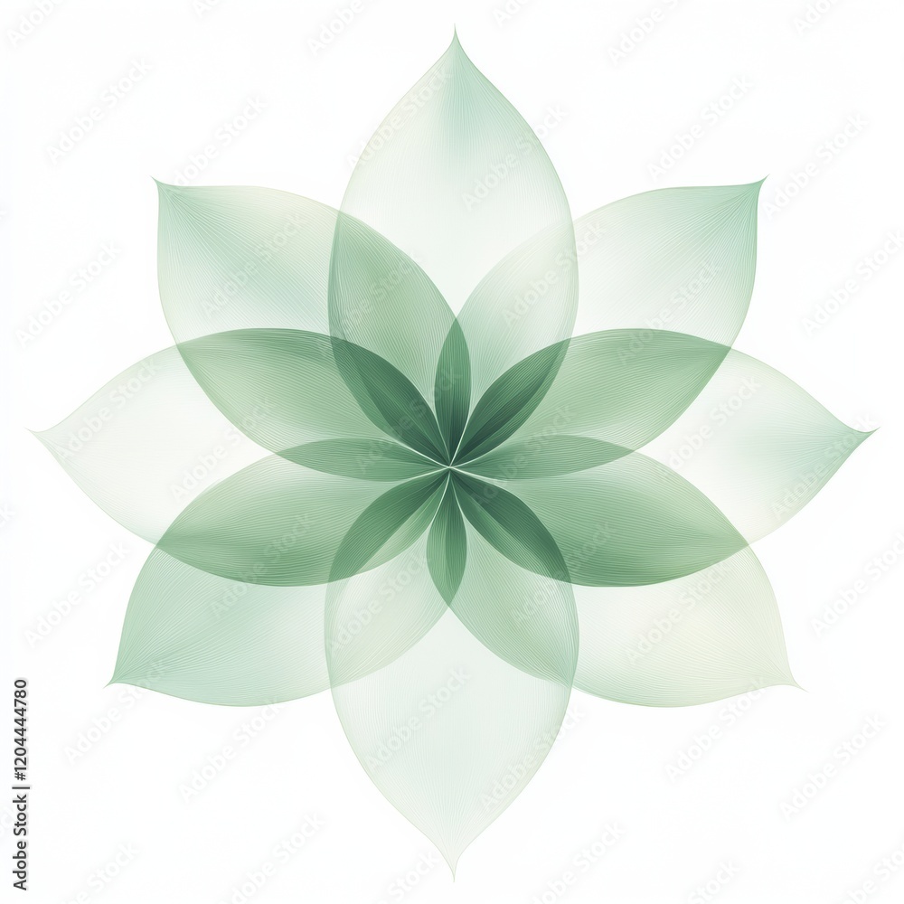Aufkleber abstract green flower design with layered petals on a light background for calming atmosphere. gener
