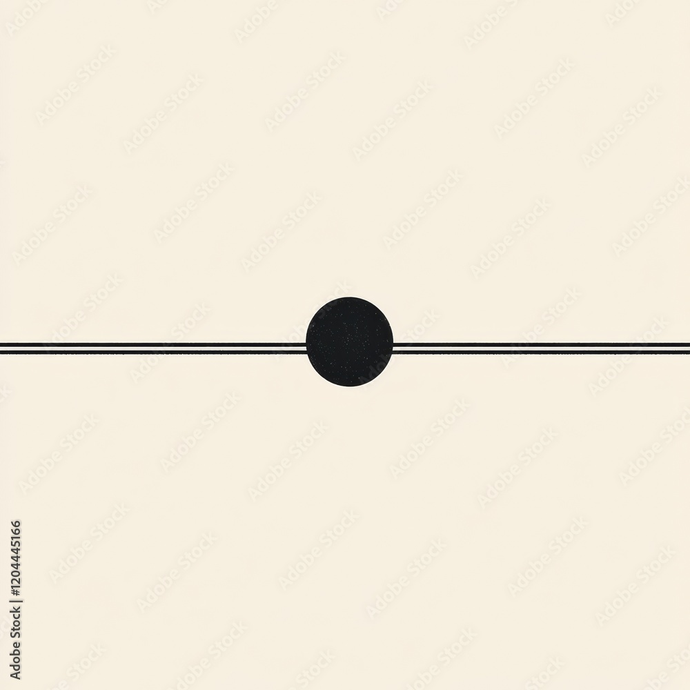 Poster Abstract geometric design featuring a central circle and horizontal line on a neutral background. Generative AI