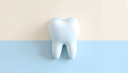 Tooth model against pastel-colored background