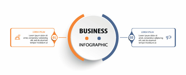 Business infographic template with icons and 2 options or steps