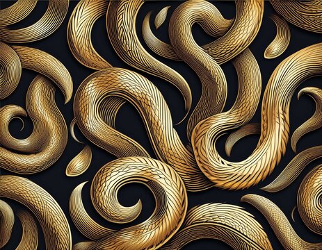 golden snake pattern in brush style