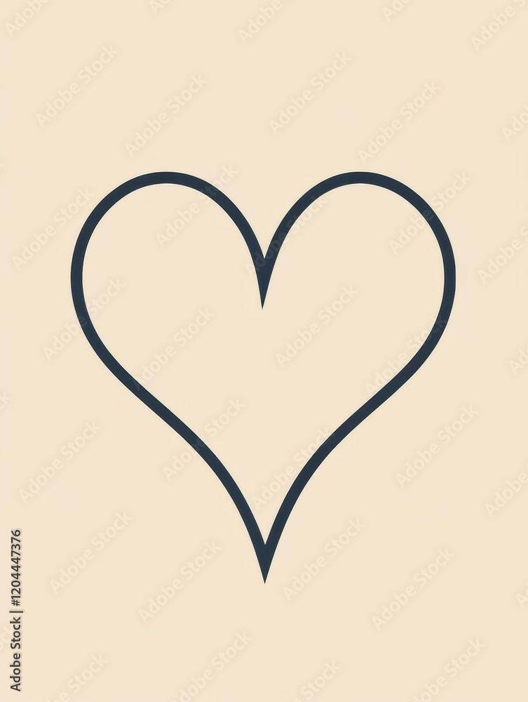 Poster Outline of a heart shape on soft cream background conveying love and emotion in a simple design. Generative AI