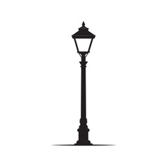 Lamp post black fill silhouette vector icon isolated on white background