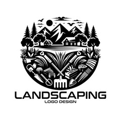 Fototapeta premium Landscaping Vector Logo Design