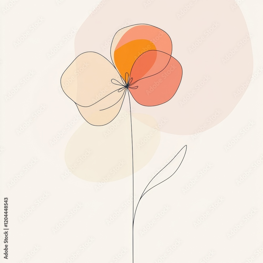 Aufkleber flower illustration with soft colors and minimalist design displayed against a neutral background in