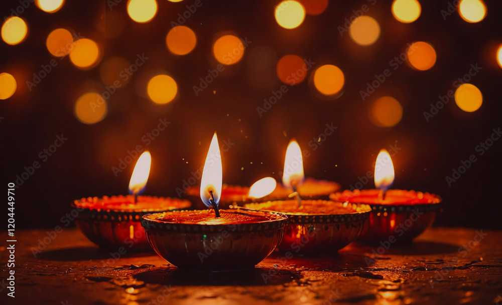 Poster a group of candles are lit and placed in a gold bowl on a table. the candles are arranged in a row, 