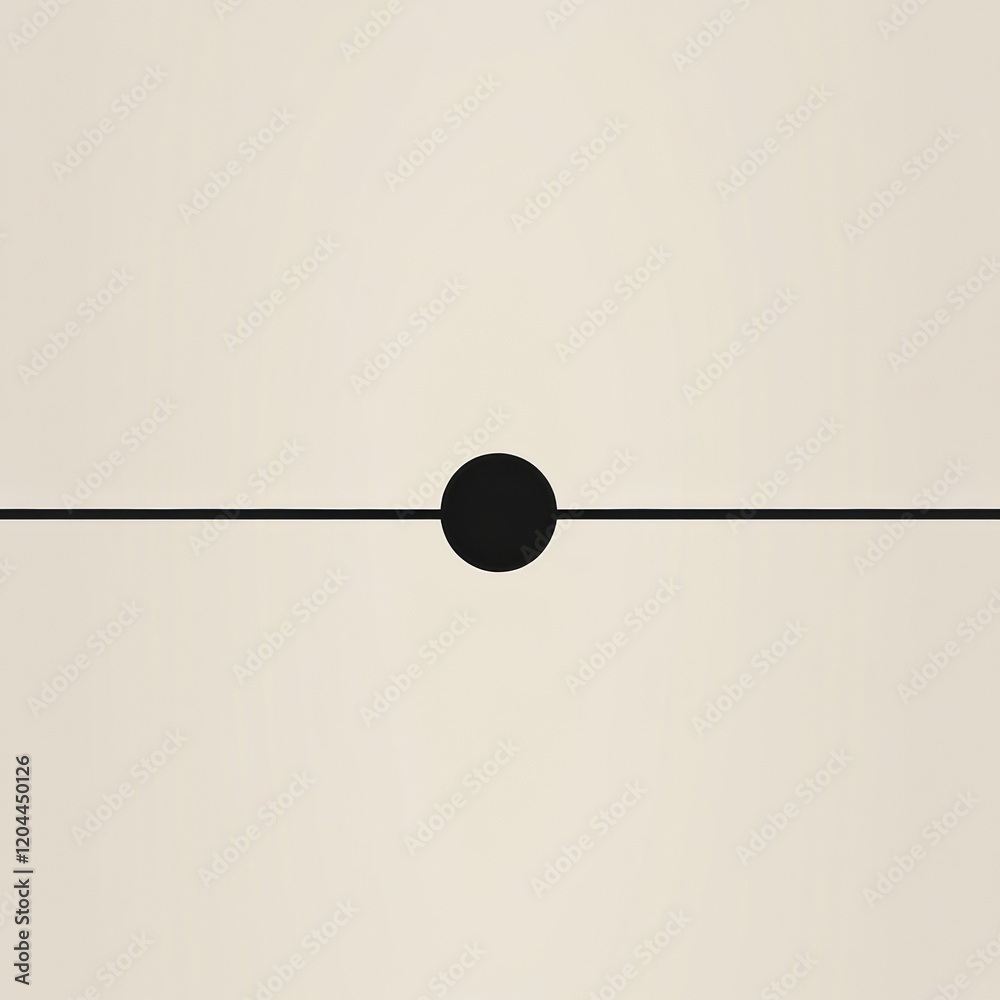 Aufkleber Circle at center of horizontal line on plain background emphasizing simplicity in design and art. Generative AI