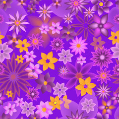 A pattern without a background of multicolored flowers