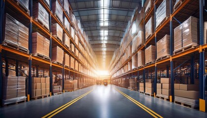 Fototapeta premium Supply chain, factory, and warehouse environments