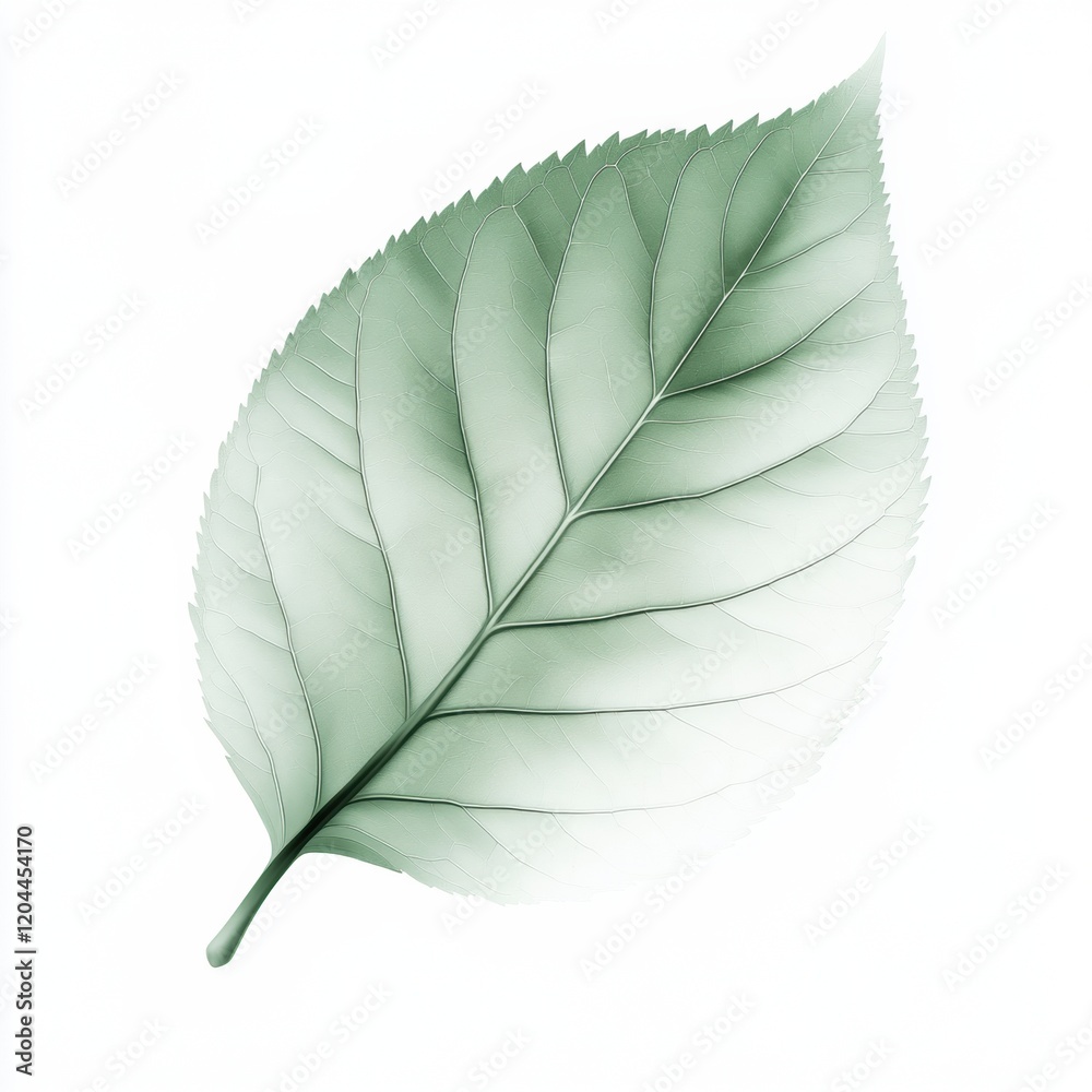 Aufkleber detailed close up of a green leaf showcasing its veins and texture against a soft background. genera