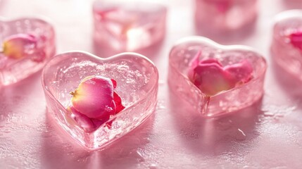 Cute pink heart-shaped candies resting on soft satin fabric, creating a romantic and dreamy aesthetic. Perfect for Valentine's Day, love, or sweet-themed concepts.