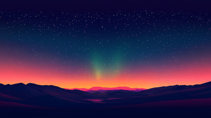 The photo shows a beautiful night sky with a colorful aurora borealis, also known as the northern lights. aurora. illustration. Aurora Skies. Illustration