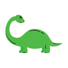 Flat green brontosaur vector illustration