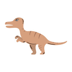 Flat brown velociraptor vector illustration
