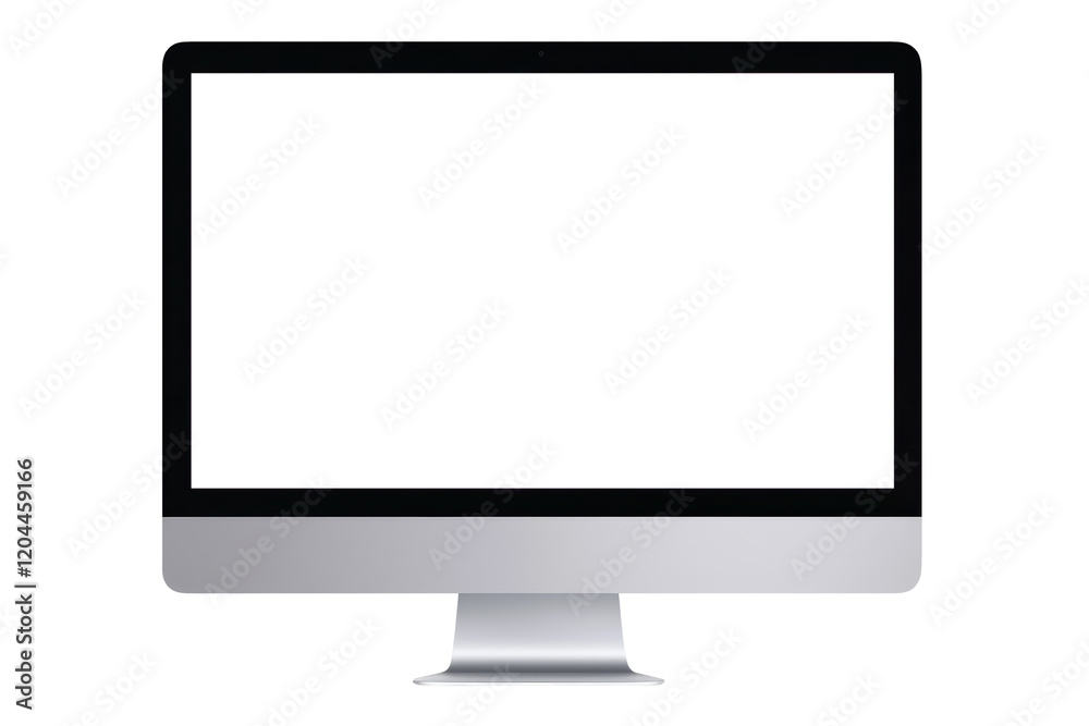 Fototapete monitor with a transparent screen and silver color on a transparent background. mockup.