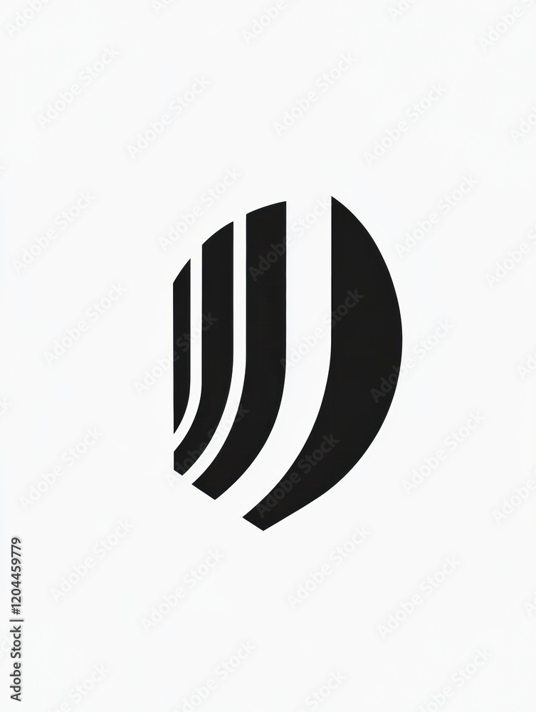 Fototapete black and white abstract design featuring curved lines on a minimalistic background. generative ai