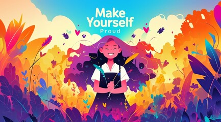 "Make Yourself Proud" Typography with Gradient Color Background