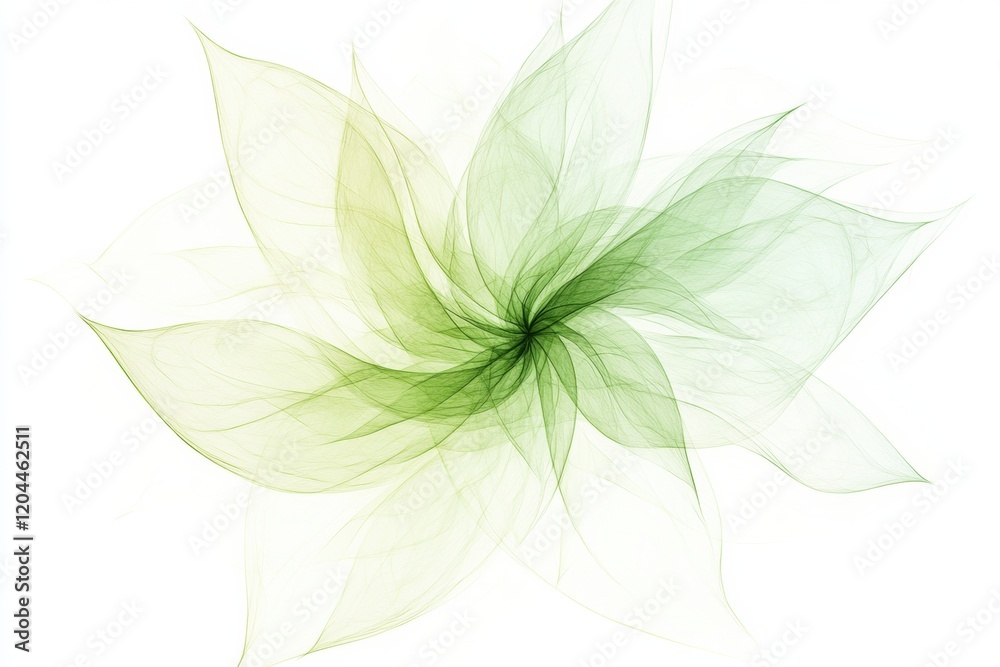 Fototapete swirling green leaves creating an abstract floral pattern in a soft, ethereal style. generative ai