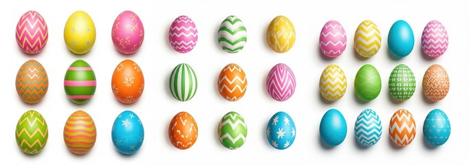 set bundle easter egg collection with different designs on white backround. Easter holiday graphic resource 300dpi