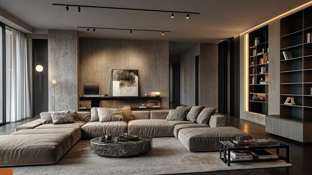 Cozy contemporary living room with natural light and modern decor