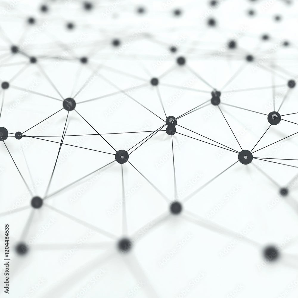 Leinwandbilder Abstract network design featuring nodes and connections in a minimalist style with a light background. Generative AI