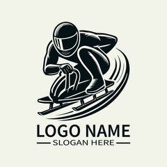 Bobsled Athlete Logo Design, Ice Racing Logo, Adrenaline Rush Logo