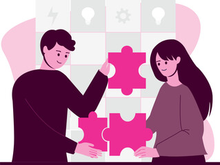 Engaging Team Collaboration with Puzzle Pieces in Minimal Vector Art