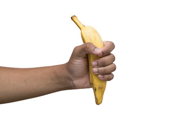 hand holding a banana