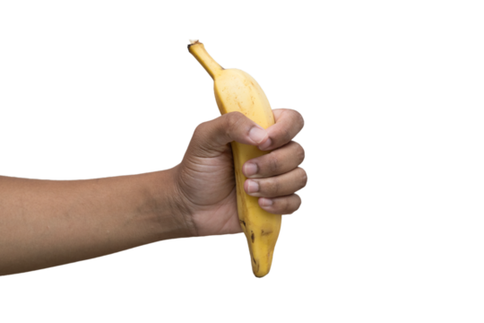 hand holding a banana