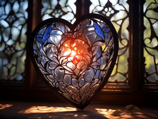 Heart-shaped ornament with intricate design