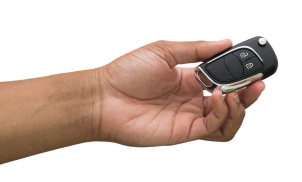 hand holding electronic car key, transparency - mão segurando a chave eletrônica do carro, transparência