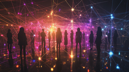 abstract professional business team people innovation connection of line from nail node to node on map background , networking concept