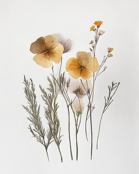Simple two-tone watercolor of yellow and gray flowers