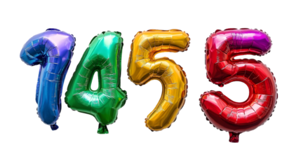 Colorful Foil Balloons Number 1455 on Black Background