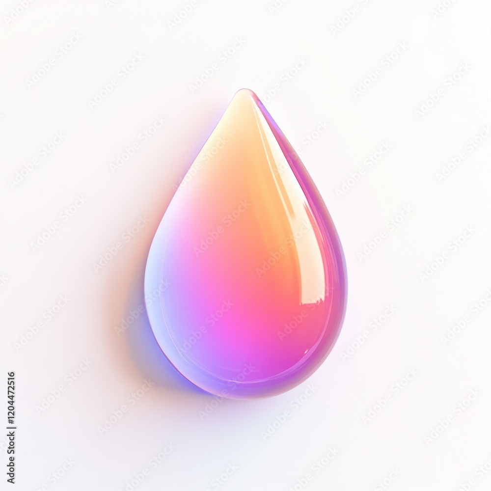 Poster colorful water droplet with gradient reflection on a light background captures natural beauty and si