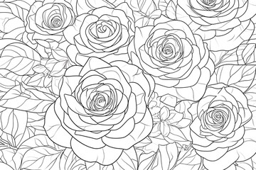 Fototapeta premium Intricate Black and White Rose Pattern