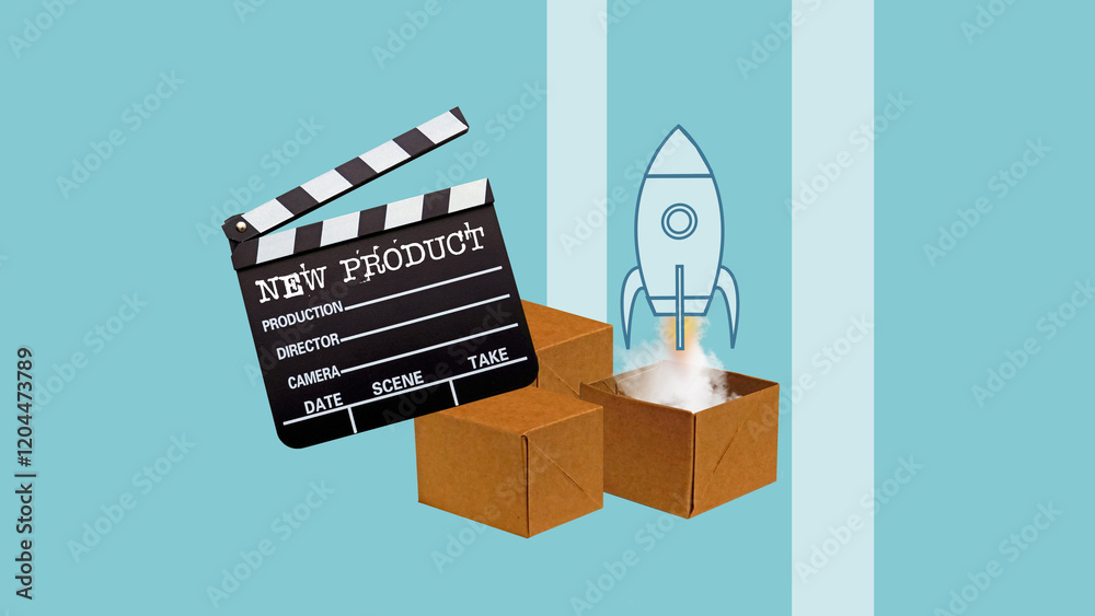 Poster new product launch concept. business startup support and assistance. copy space for text