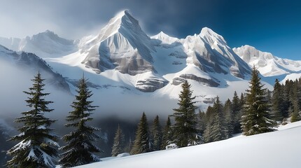 snow covered mountains