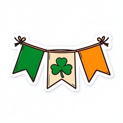Obraz premium Festive St. Patrick's Day Bunting with Shamrock Sticker