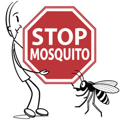 Mosquito logo stop sign vector design.
